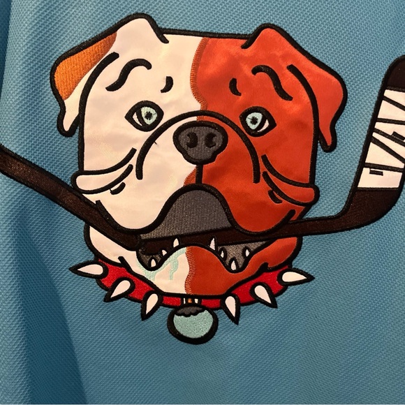 Shoresy Sudbury Blueberry Bulldogs Adult Hockey Jersey 69 Breathable Teal XXL - Picture 2 of 16